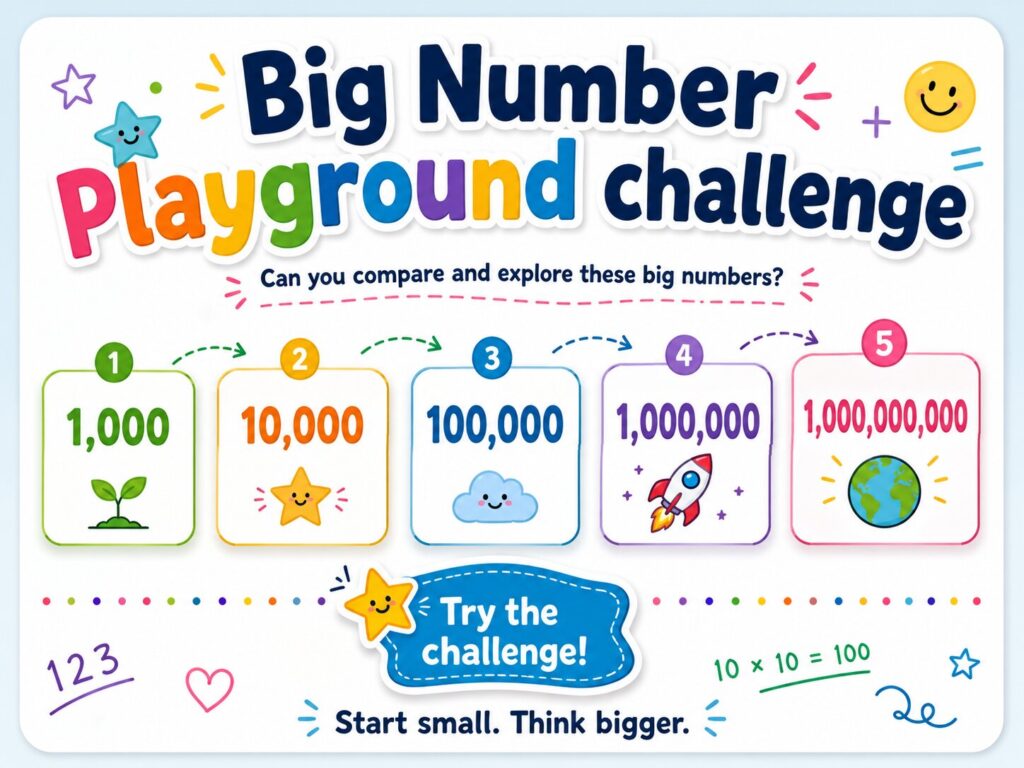 Big Number Playground challenge comparing one thousand to one billion