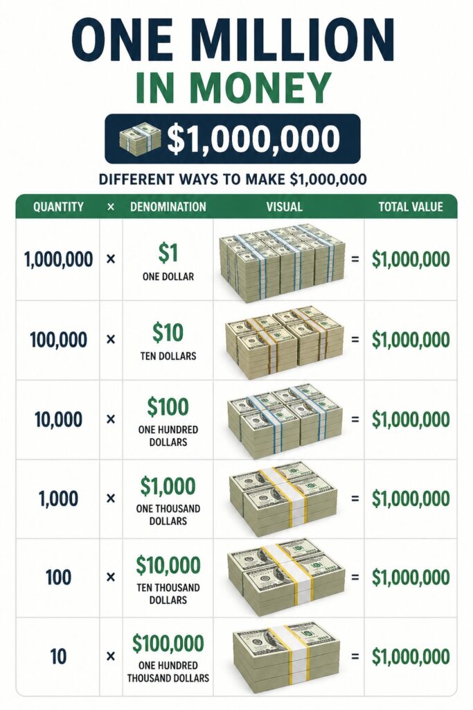 Visual showing different ways to make one million dollars
